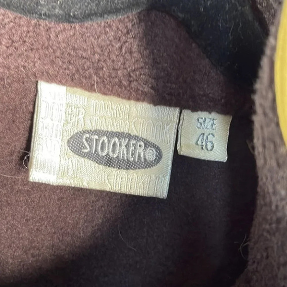 5/$25 STOOKER Fleece Zippered Jacket Dark Brown Contrast Trim Pockets 46 14 - Picture 8 of 11